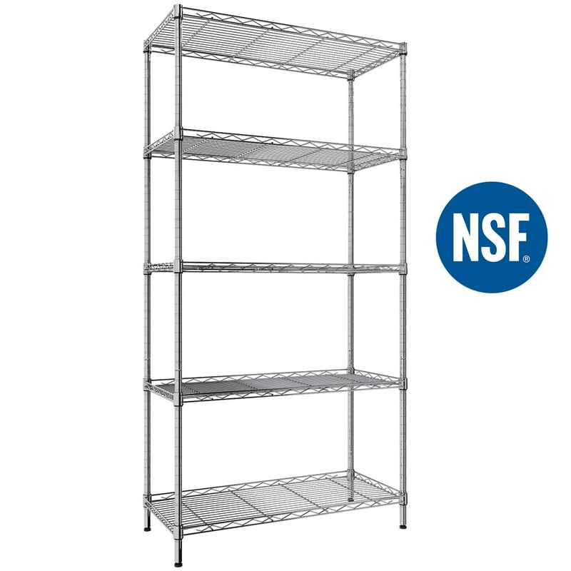 Ktaxon 5-Tier Wire Shelving Unit Steel Storage Rack for Garage Office Kitchen Silver 30" W x 14" D x 60" H