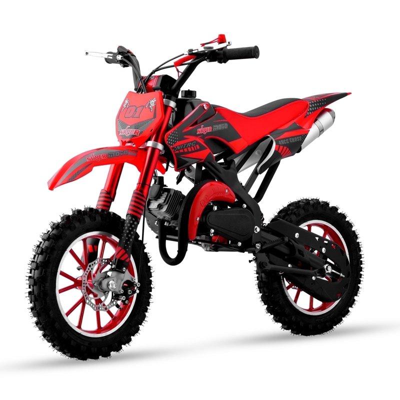 Ktoebyco 49cc Kids Dirt Bike Gasoline Powered 2-Stroke Mini Motorcycle 1-Seater 1.5L Fuel Capacity Red