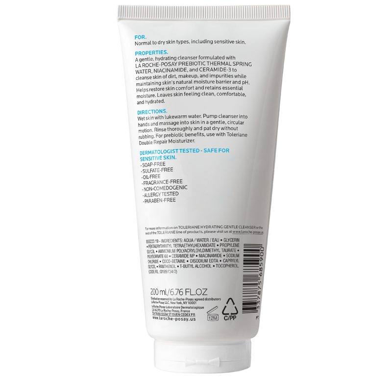 La Roche-Posay Toleriane Hydrating Gentle Face Cleanser 6.76 Fl Oz