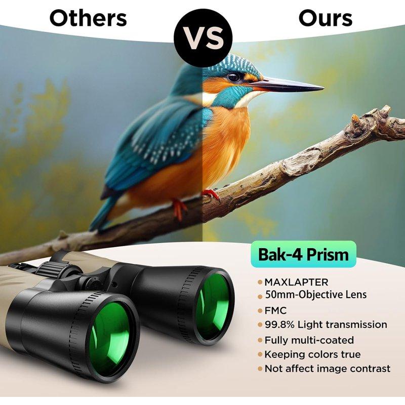 LAKWAR Binoculars For Adults 12x50mm Hunting Binoculars BAK4 Prism Lens HD Binoculars With Low Light Vision For Birds Watching Traveling