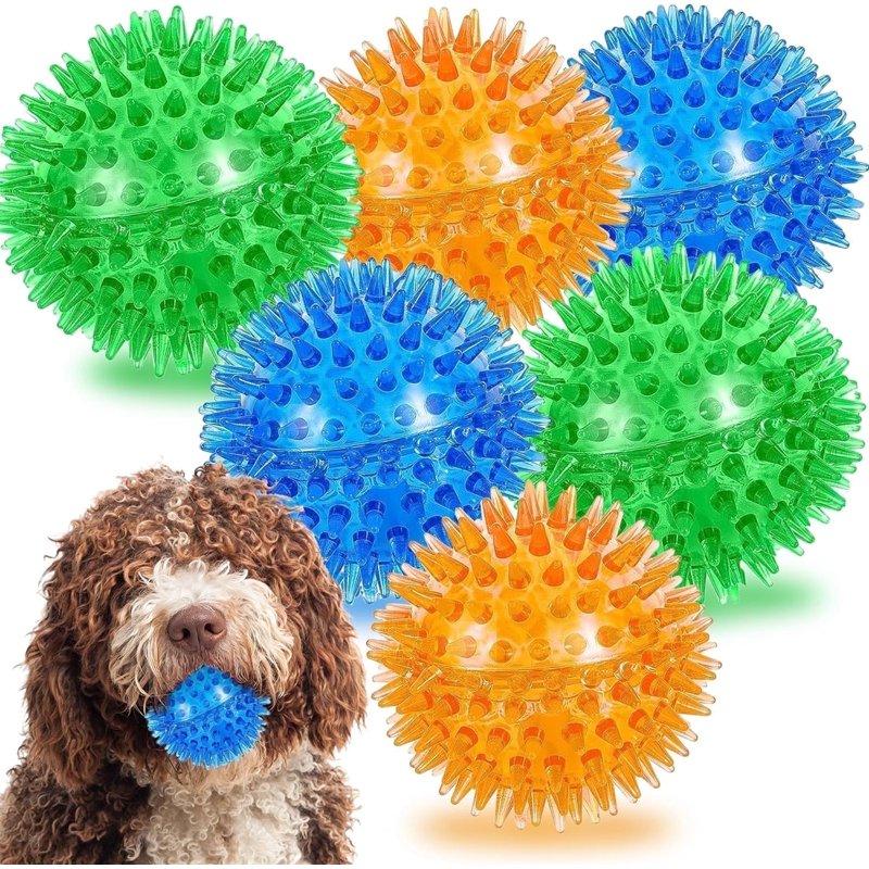 LECHONG 6-Piece Squeaky & Chewable Balls for Small Dogs with Built-in Squeaker