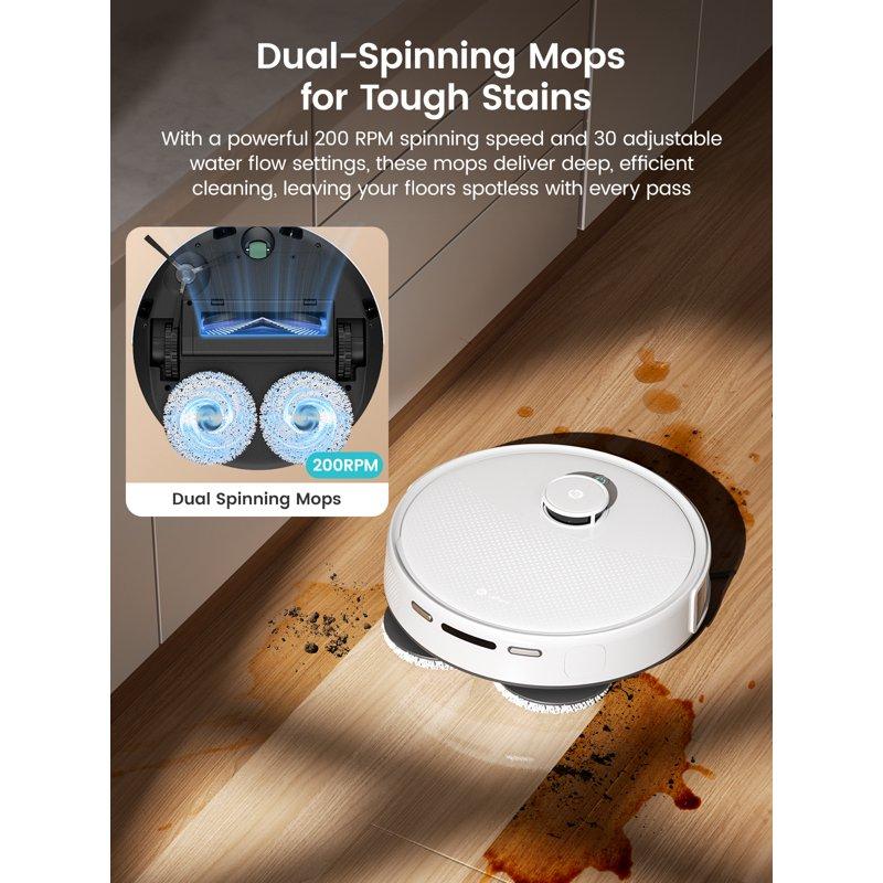 Lefant M3L Robot Vacuum And Mop 12000Pa Suction All-in-One Base Station Anti-Tangle Brushes & Dual Spinning Mop Self-Emptying & Refilling LIDAR Navigation