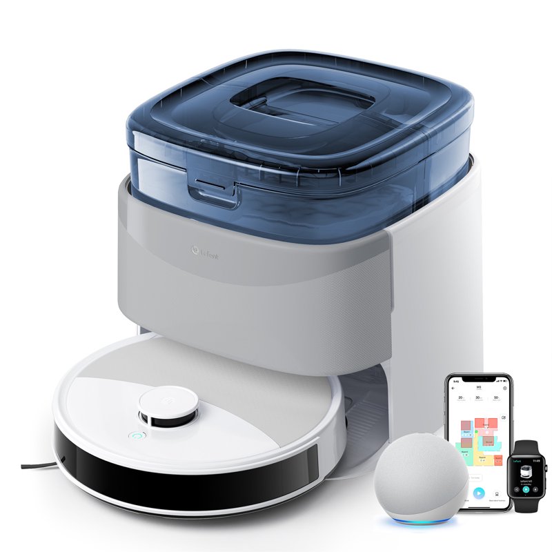 Lefant M3L Robot Vacuum and Mop 12000Pa Suction All-in-One Base Station Anti-Tangle Brushes & Dual Spinning Mop Self-Emptying & Refilling LIDAR Navigation