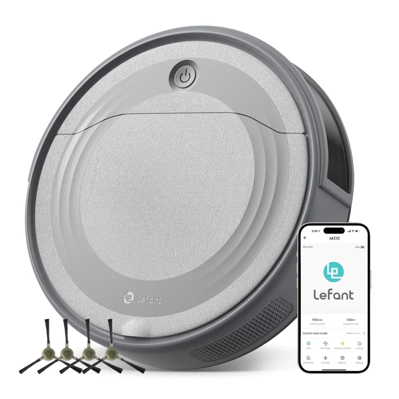Lefant Robot Vacuum Cleaner With 4500Pa Suction PSD Obstacle Avoidance APP/Remote/Voice Control Ideal For Pet Hair M310