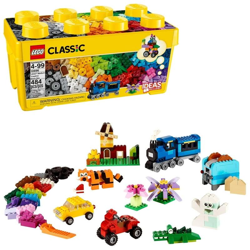 LEGO Classic Medium Creative Brick Box Toy Set With Train Car Tiger Birthday Gift For Kids 4+ 10696