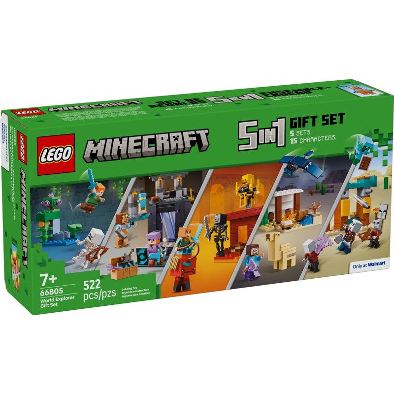 LEGO Minecraft Gift Set - 5 epic sets with 15 characters in 1 Box: Steve’s Desert Expedition The Armory The Nether Lava Battle The Illager Desert Patrol and The Lush Cave Fight - 66805