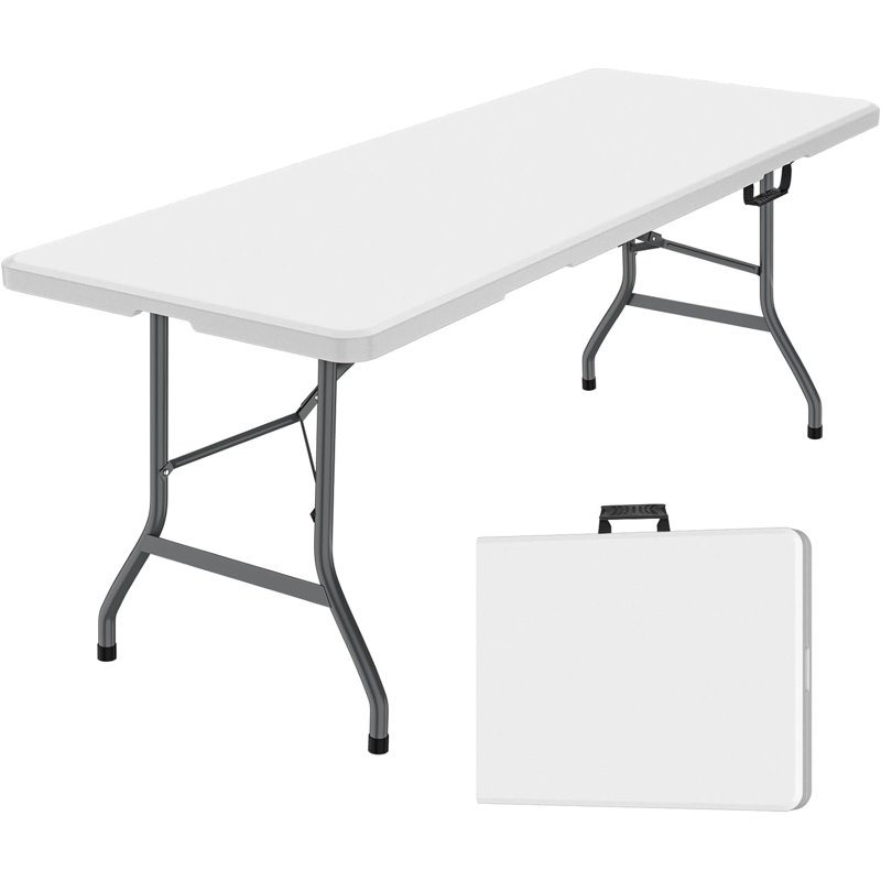 Leumius 6 Foot Folding Table Indoor Outdoor Folding Table White