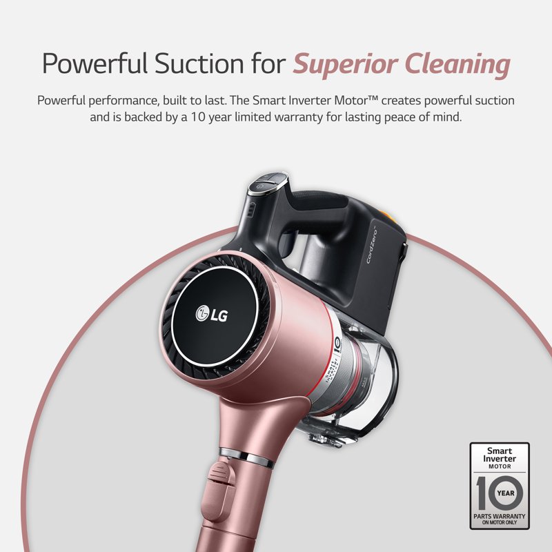 LG Cord Zero A9 Cordless Stick Vacuum - A912PM Lightweight Powerful Suction Pet Hair Hard Floor Carpet HEPA Filter Self-Cleaning Brushroll LED Headlights Rechargeable Multi-Surface