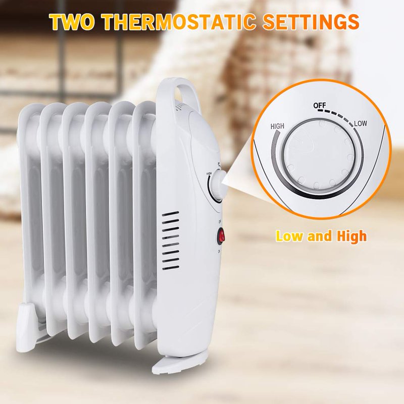 LifePlus Electric Oil Filled Radiator Portable Space Heaters For Home Thermostat Energy Efficient Overheat Safety 700W