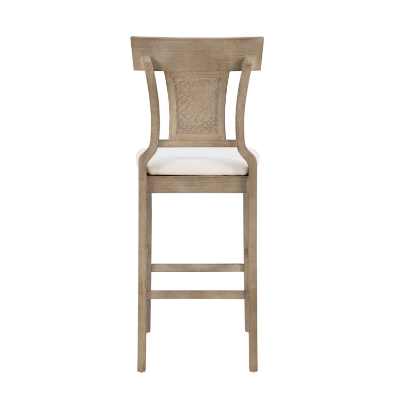 Linon Rylan 30" High Back Indoor Wood Bar Stool Rustic Graywash/Beige