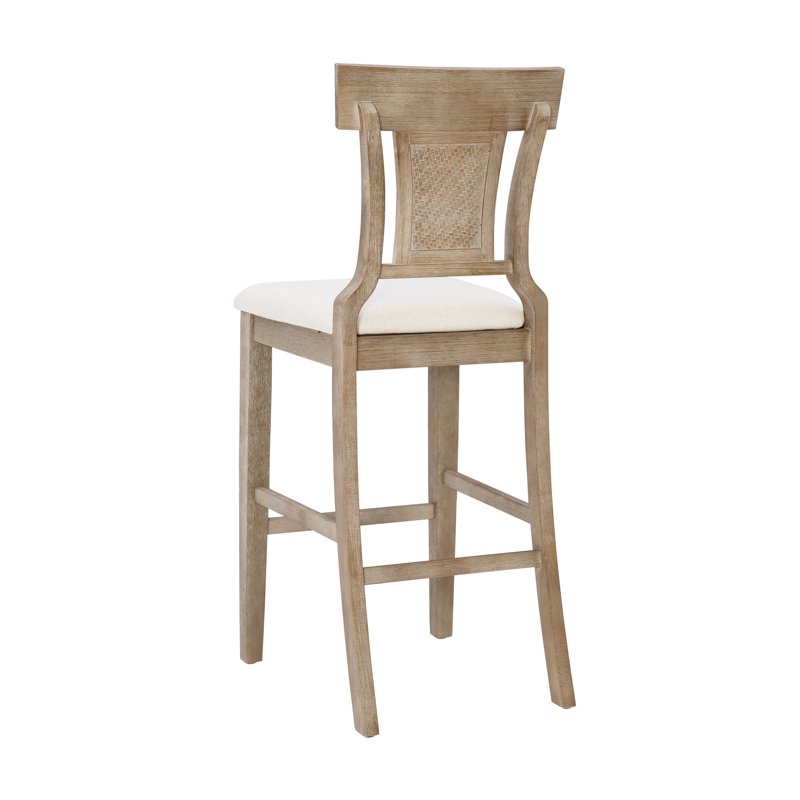 Linon Rylan 30" High Back Indoor Wood Bar Stool Rustic Graywash/Beige
