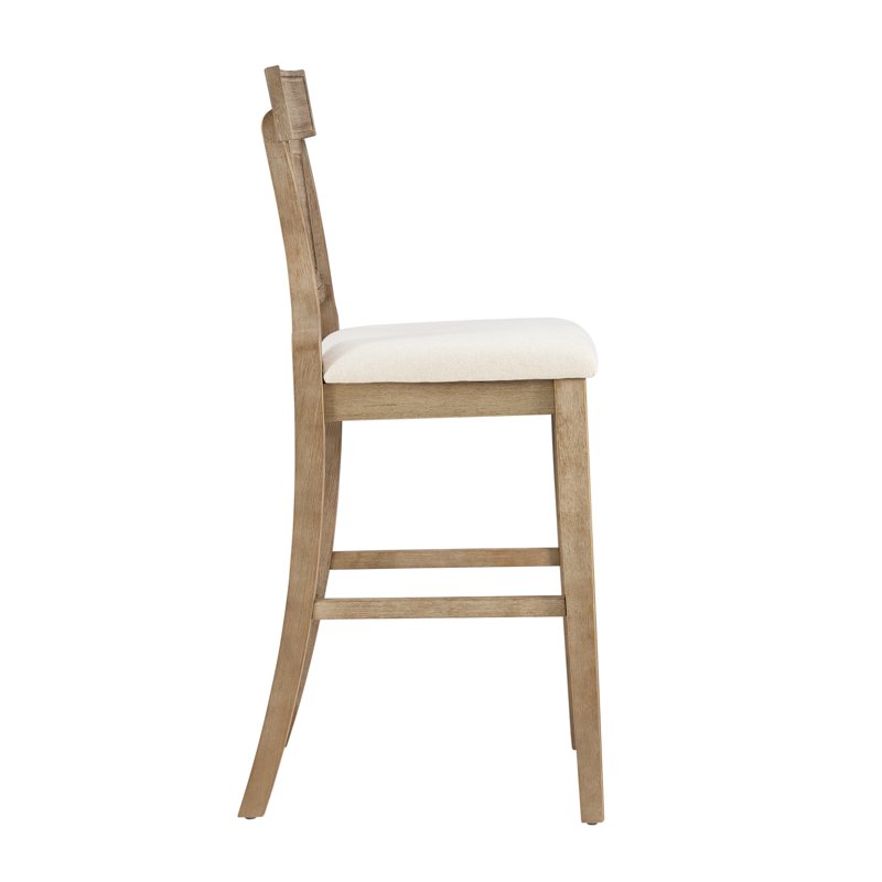 Linon Rylan 30" High Back Indoor Wood Bar Stool Rustic Graywash/Beige