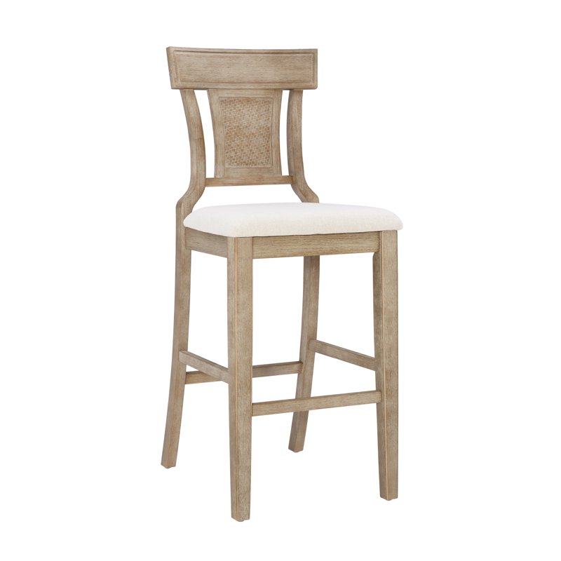 Linon Rylan 30" High Back Indoor Wood Bar Stool Rustic Graywash/Beige