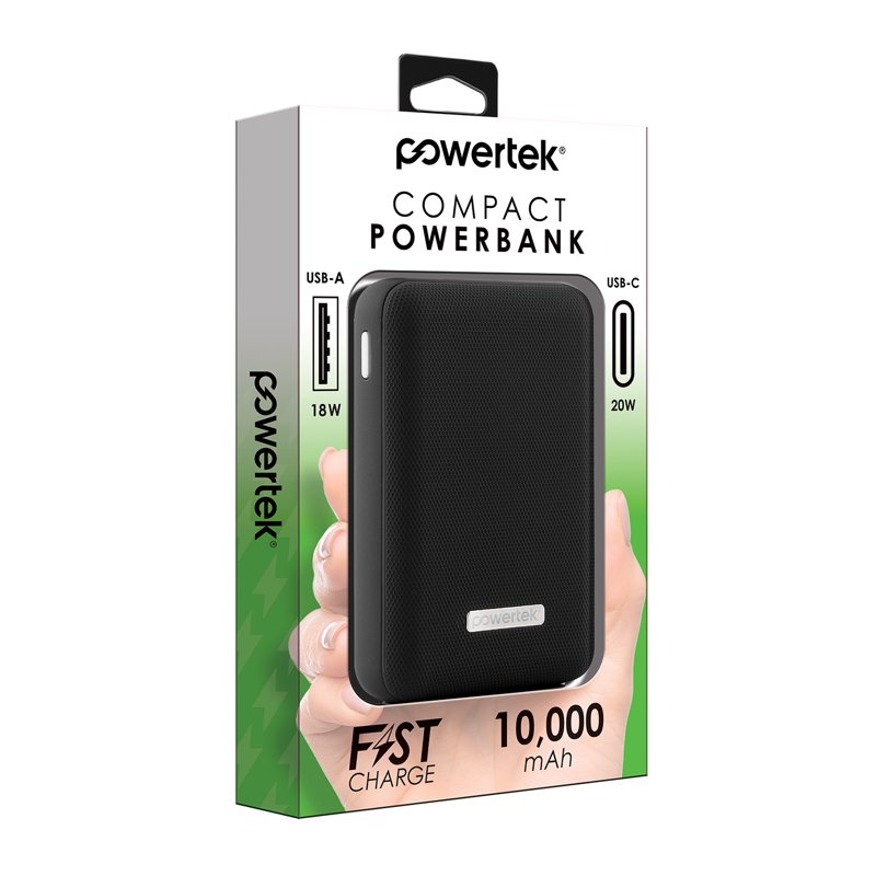 Liquipel Powertek 10 000mAh Compact Power Bank 20W PD Fast Charge USB-C And USB-A