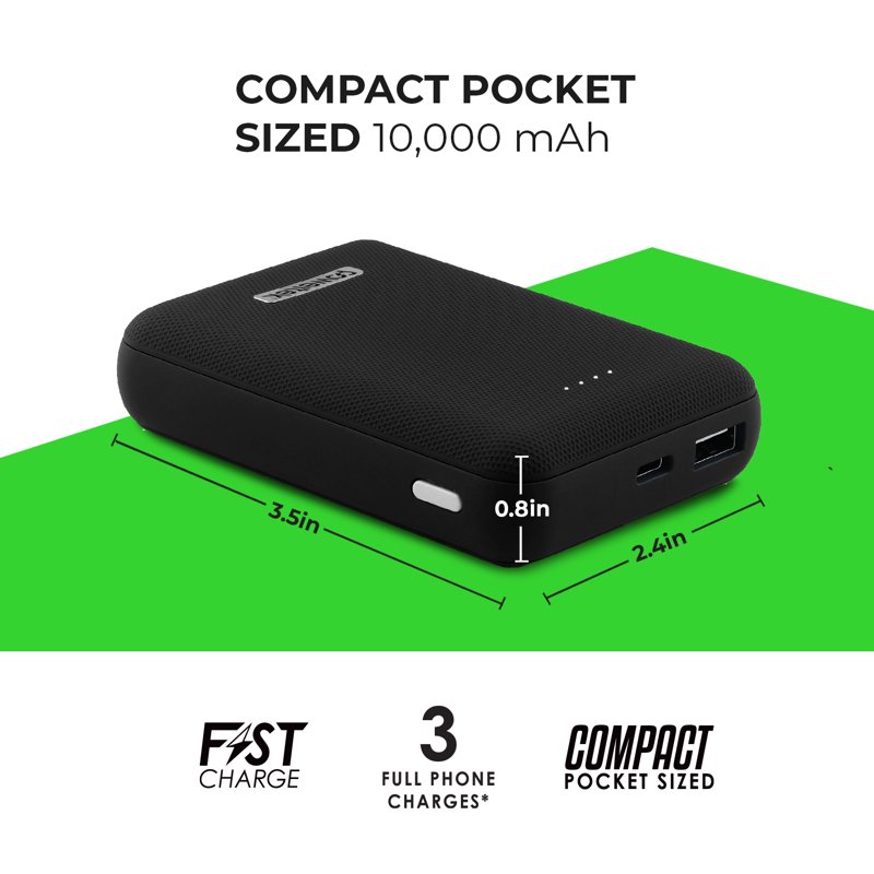 Liquipel Powertek 10 000mAh Compact Power Bank 20W PD Fast Charge USB-C And USB-A