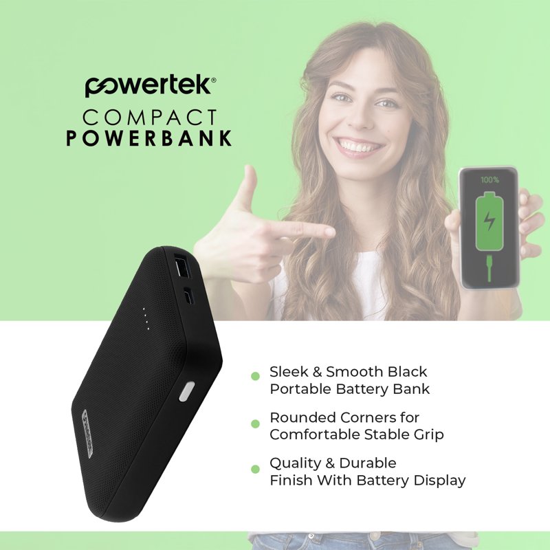 Liquipel Powertek 10 000mAh Compact Power Bank 20W PD Fast Charge USB-C And USB-A