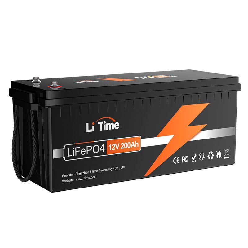 LiTime 12V 200Ah LiFePO4 Lithium Battery With 2560Wh Energy Max. 1280W Load Power 100A BMS For RV Solar Energy Storage Marine Trolling Motor