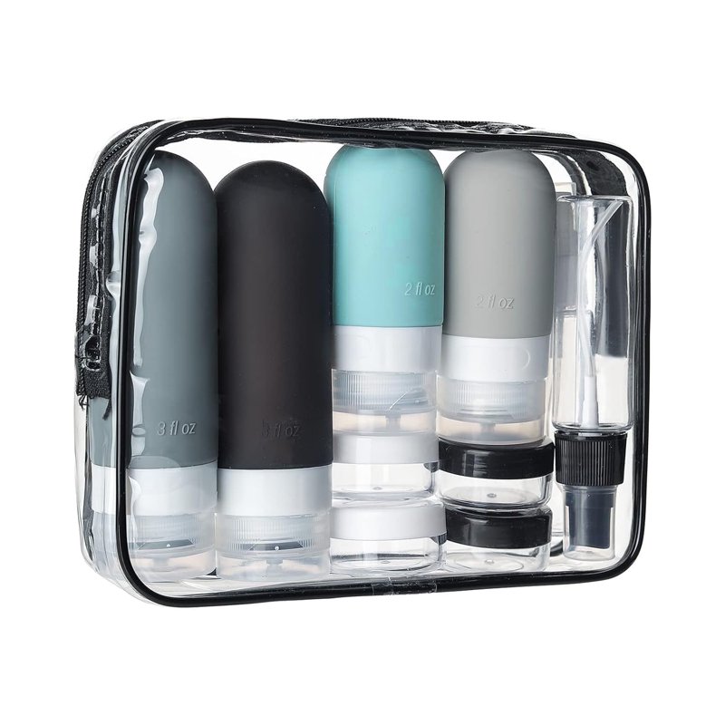 Livhil 16 Pcs Travel Bottles for Toiletries Leak Proof Refillable Travel Containers Travel Essentials Silicone Toiletry Bottles (Grey)