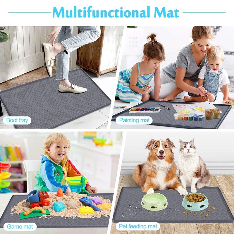 Livhil Under Sink Mat For Kitchen Waterproof 34"x 22" Silicone Sink Mat Cabinet Liner For Bathroom Under Sink Mat With Raised Edge Under Sink Drip Tray Protector