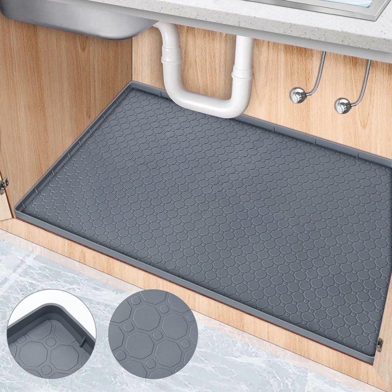 Livhil Under Sink Mat for Kitchen Waterproof 34"x 22" Silicone Sink Mat Cabinet Liner for Bathroom Under Sink Mat with Raised Edge Under Sink Drip Tray Protector