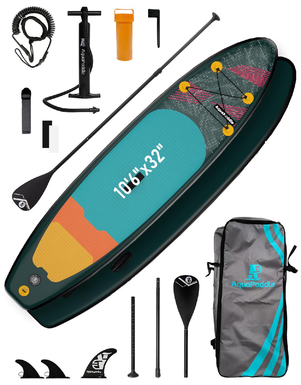 LNOW 10.6'x32" Inflatable Stand Up Paddle Board With Premium SUP Accessories For Lakes Oceans Yoga Fishing – Lightweight & Portable