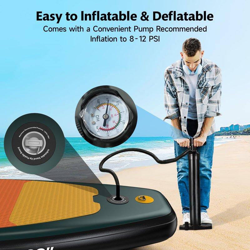 LNOW 10.6'x32" Inflatable Stand Up Paddle Board With Premium SUP Accessories For Lakes Oceans Yoga Fishing – Lightweight & Portable