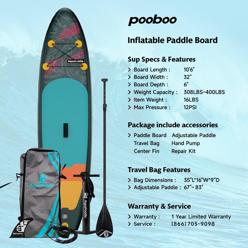 LNOW 10.6'x32" Inflatable Stand Up Paddle Board With Premium SUP Accessories For Lakes Oceans Yoga Fishing – Lightweight & Portable