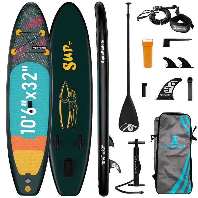 LNOW 10.6'x32" Inflatable Stand Up Paddle Board with Premium SUP Accessories for Lakes Oceans Yoga Fishing – Lightweight & Portable