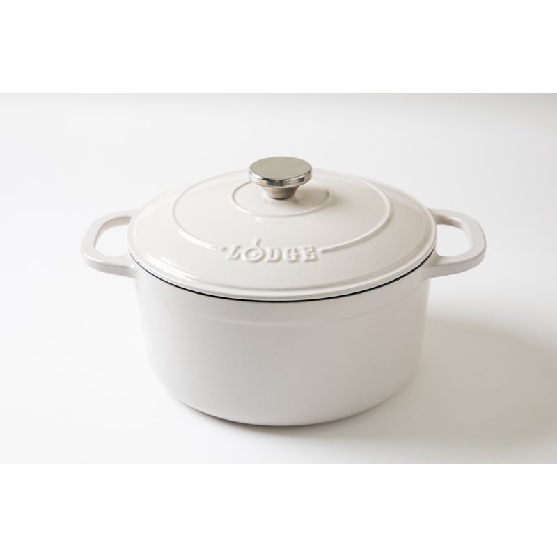 Lodge Cast Iron 5.5qt Oyster White Enameled Dutch Oven