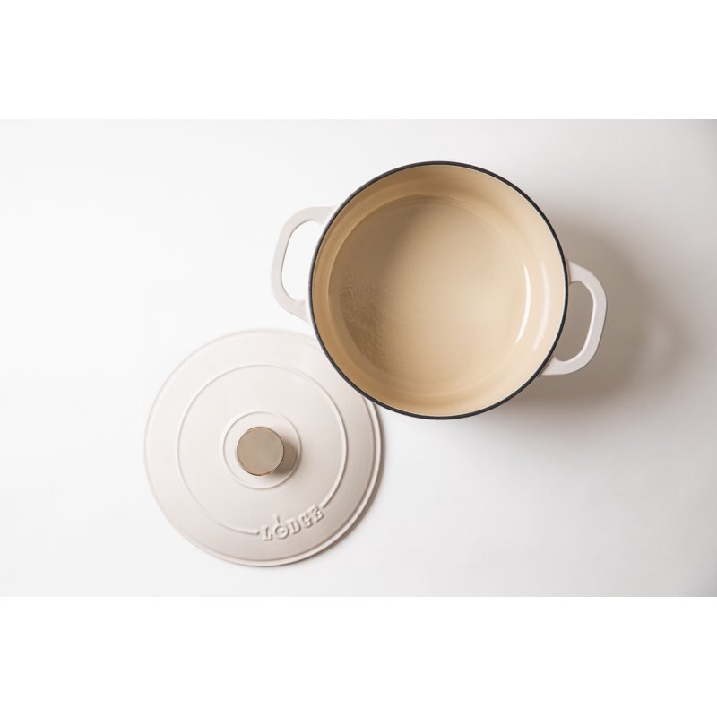 Lodge Cast Iron 5.5qt Oyster White Enameled Dutch Oven