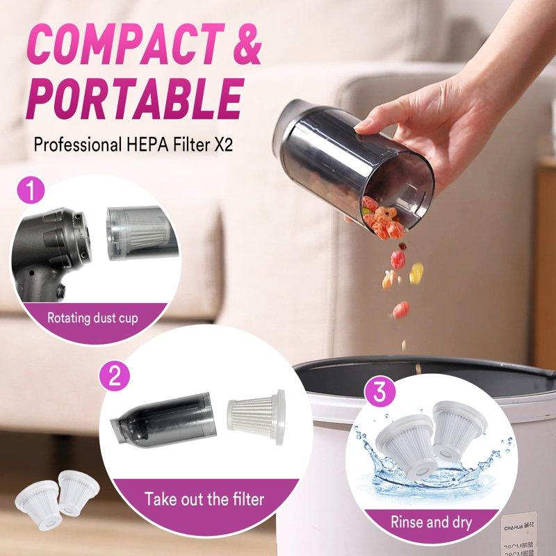 Loheer Car Vacuum Cleaner 16000PA Portable Handheld Vacuum Cordless With Brushless Motor Grey