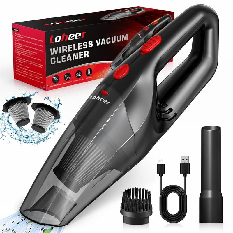 Loheer Car Vacuum Cordless Portable Handheld Vacuum Cleaner Rechargeable with 2 Stainless Filter