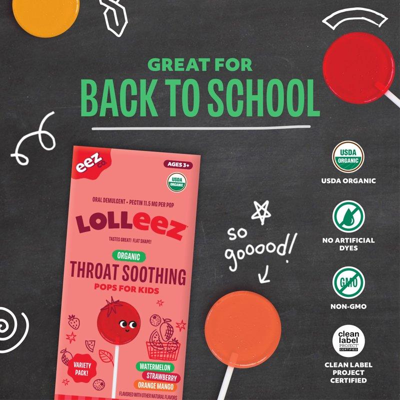 Lolleez Organic Throat Soothing Pops For Kids Variety Pack 10 Count