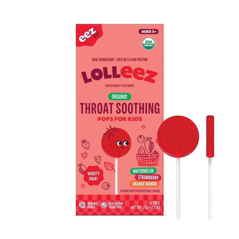 Lolleez Organic Throat Soothing Pops for Kids Variety Pack 10 Count
