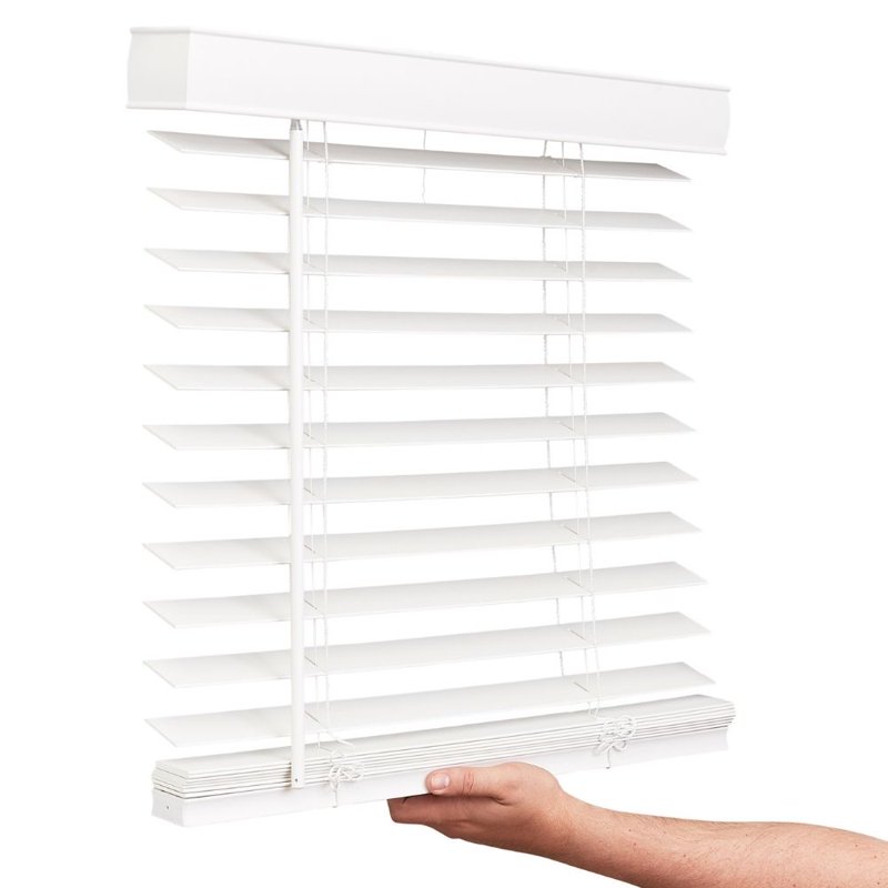 Lotus & Windoware Cordless 2" Faux Wood Room Darkening Horizontal Blind Snow White