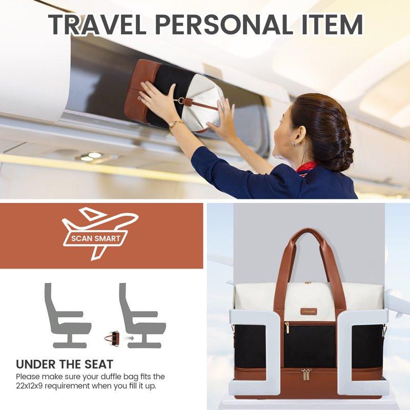 Lovevook Travel Duffel Bag For Women Large Weekender Overnight Bag Carry-on Gym Bag With Separate Shoes Compartment Mom Hospital Bags For Labor And Delivery With 2 Packing Cubes