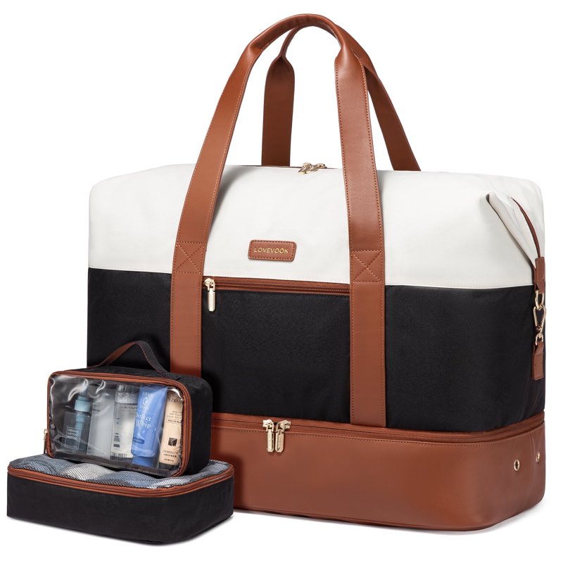 Lovevook Travel Duffel Bag for Women Large Weekender Overnight Bag Carry-on Gym Bag with Separate Shoes Compartment Mom Hospital Bags for Labor and Delivery with 2 Packing Cubes
