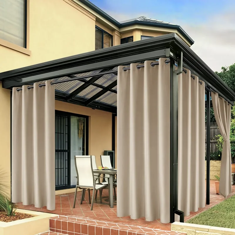 LUSHVIDA Waterproof Outdoor Curtains for Patio Grommet Privacy Curtains for Porch Gazebo Pergola 1 Panel 54 inch Width x 84 inch Length Cream