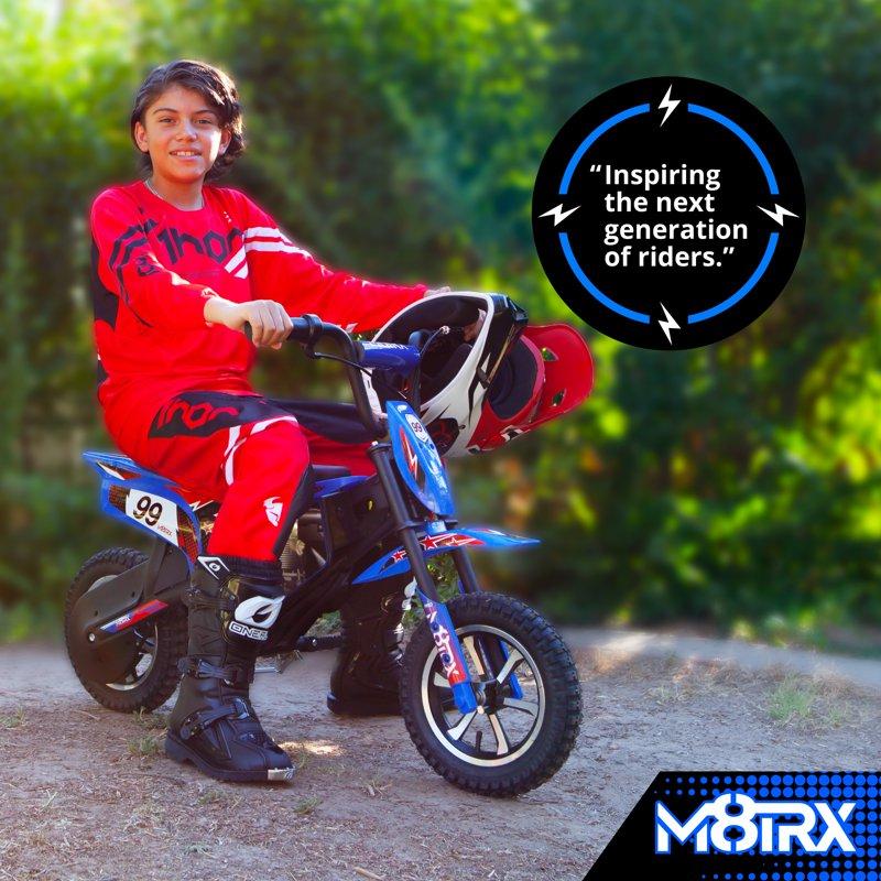 M8TRX Blue 24V Electric Dirt Bike Ride On Toy Motorcycle For Kids And Teens
