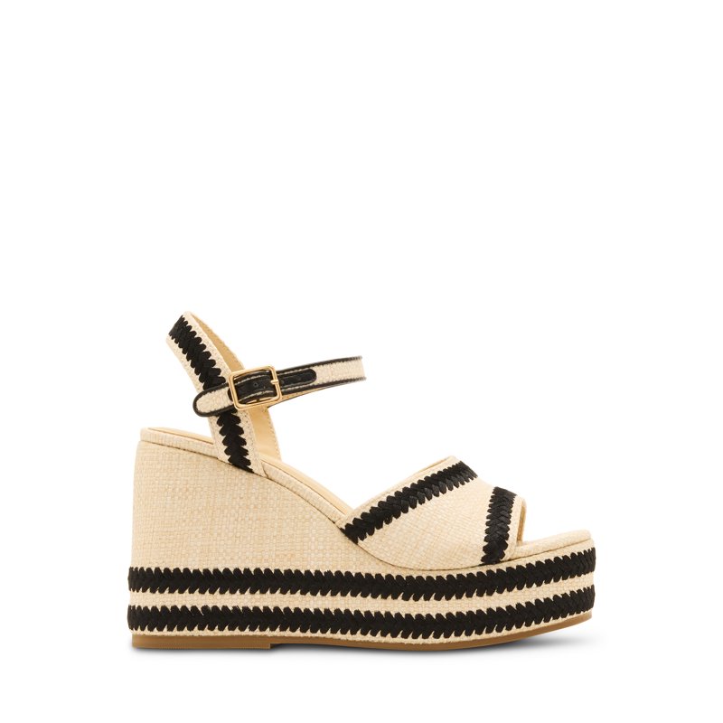 Madden Girl Women's Norree Linen Wedge Sandal With Ankle Strap