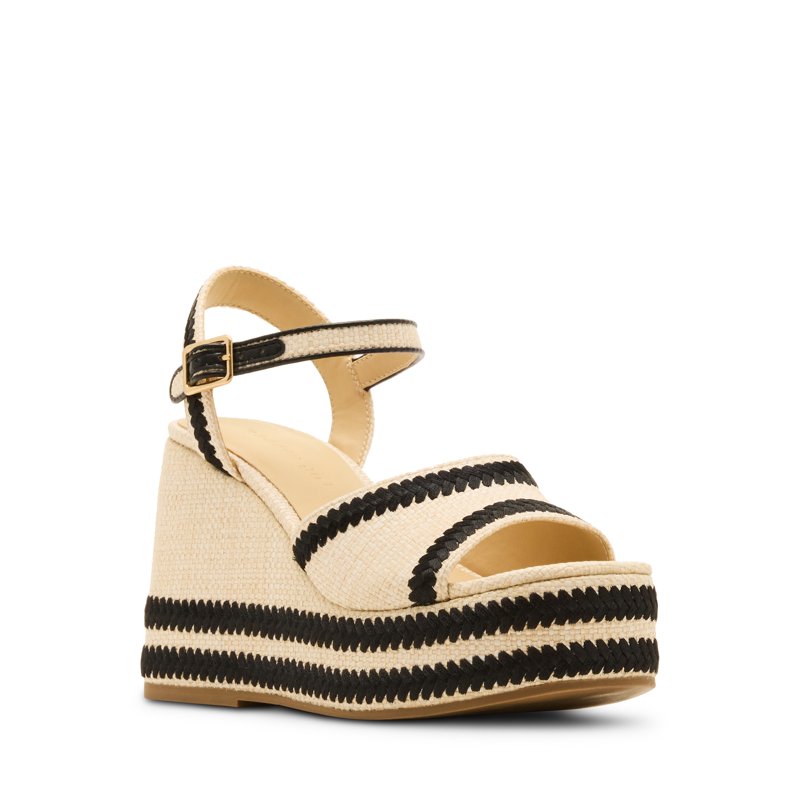 Madden Girl Women's Norree Linen Wedge Sandal with Ankle Strap