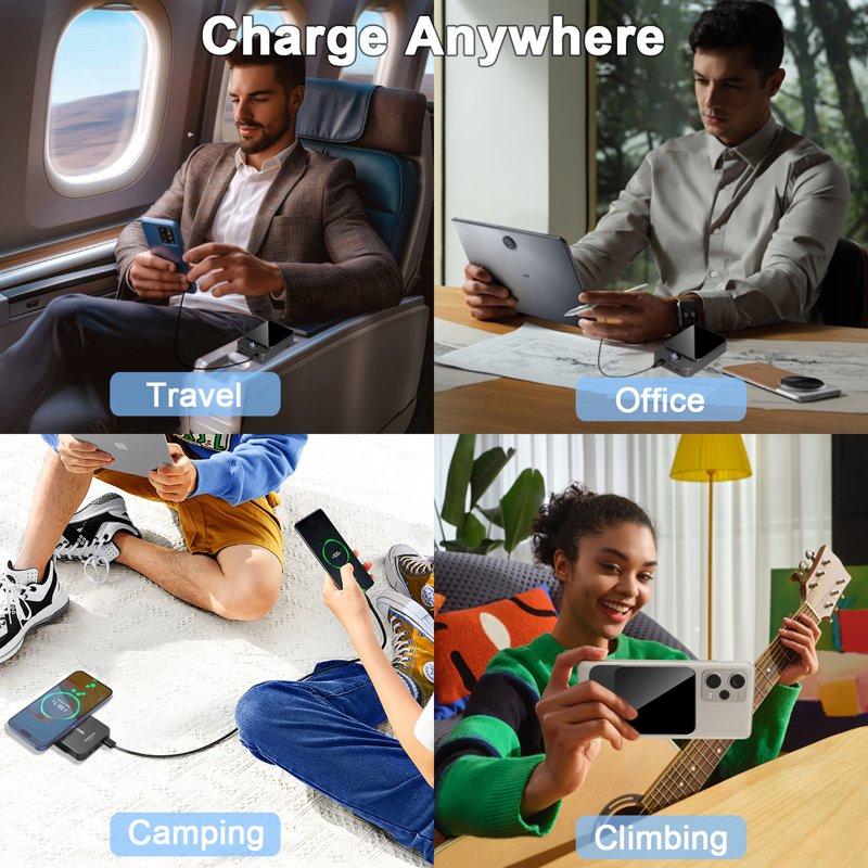 Magnetic Wireless Portable Charger 10000mAh Power Bank With PD20w Fast Charging USB C In&Out Battery Pack Compatible With Mag-Safe For IPhone 16/15/14/13/12 Series Samsung Android And More