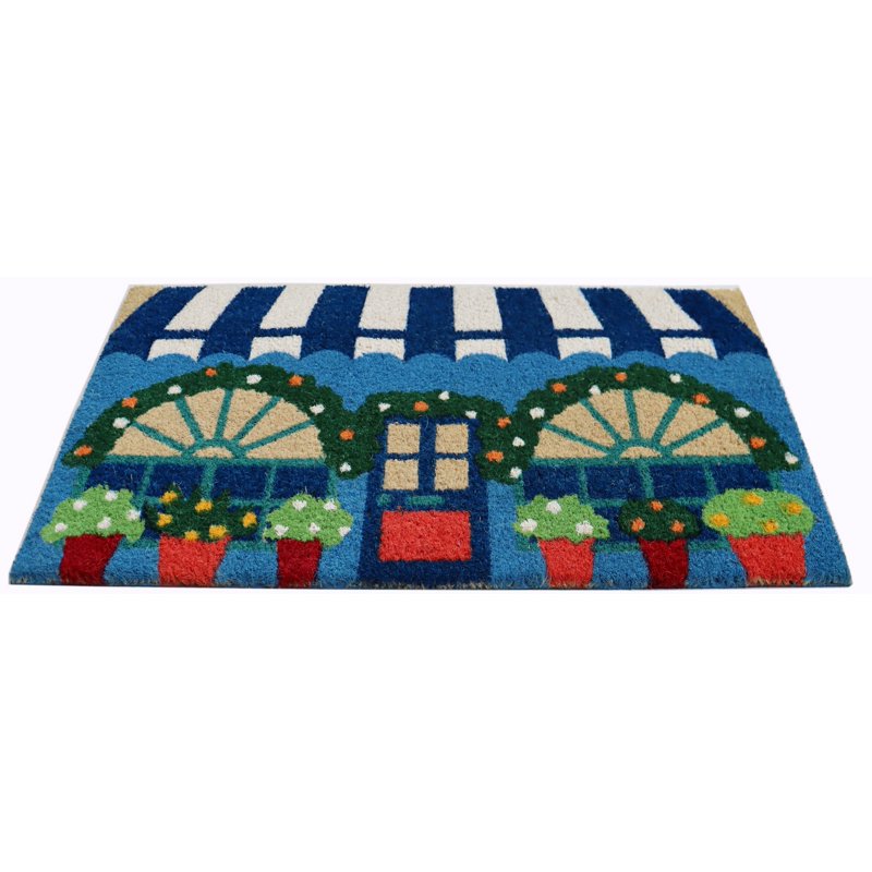 Mainstays 18"x30" Blue Flower Shop Coir Fiber Doormat