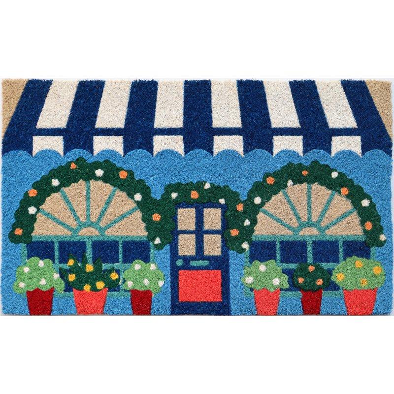 Mainstays 18"x30" Blue Flower Shop Coir Fiber Doormat