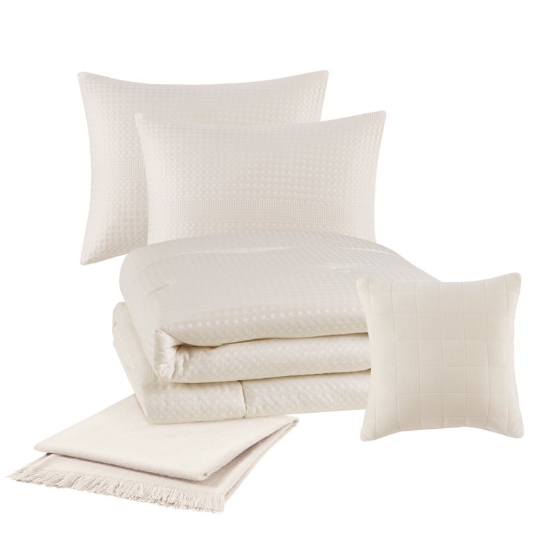 Mainstays 5-Piece Ivory Waffle Comforter Set Full/Queen