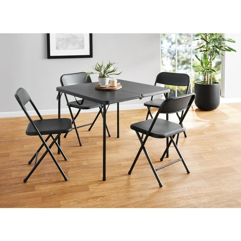 Mainstays 5 Piece Resin Card Folding Table And Four Folding Chairs Set Black