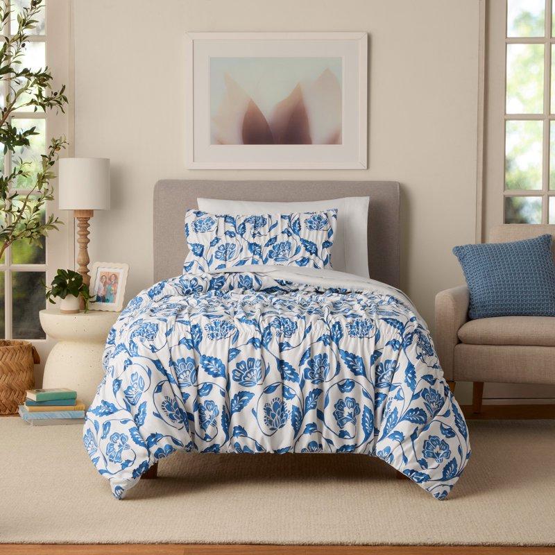 Mainstays by Becky G. & Alejandra White Floral Comforter Set with Sham Twin/Twin XL