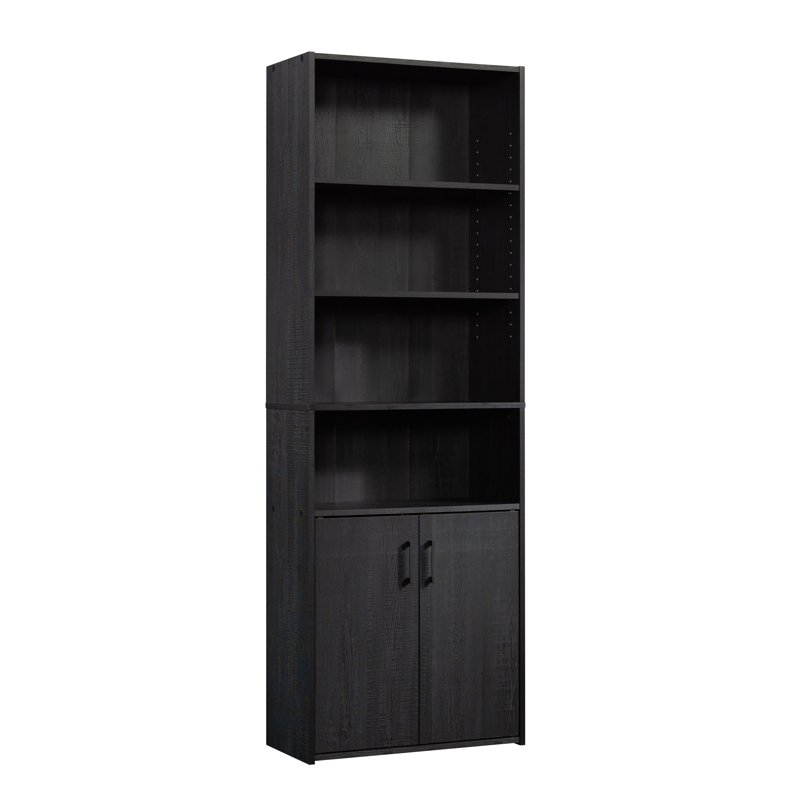 Mainstays Traditional 5 Shelf Bookcase With Doors Black Finish