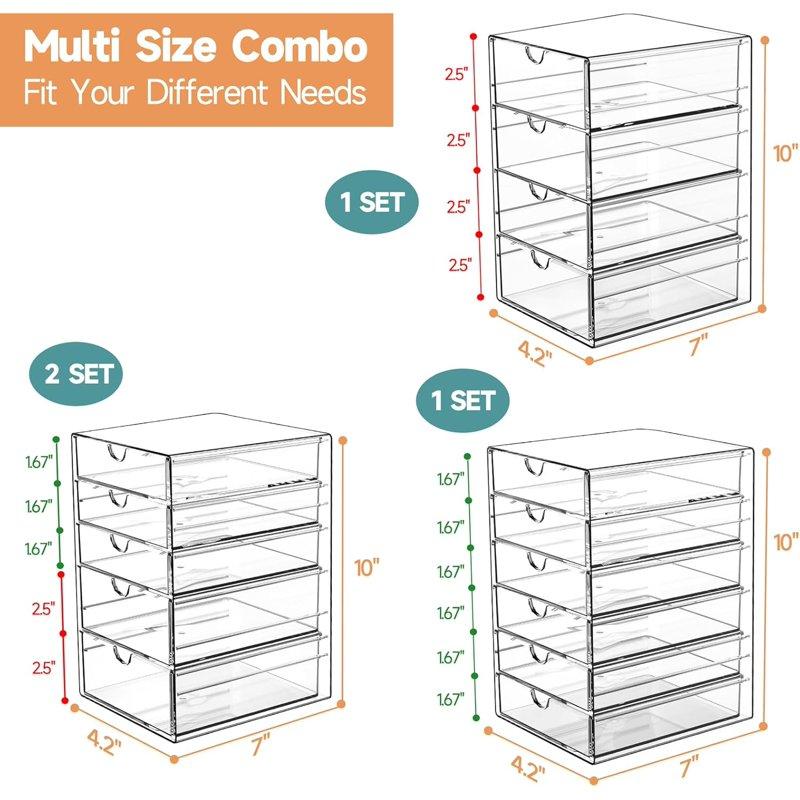 Makeup Drawer Storage Organizer With 20 Drawers 4 Set Acrylic Office Desk Organization And Storage Dustproof Drawer Organizer For Office Countertop Bathroom Bedroom
