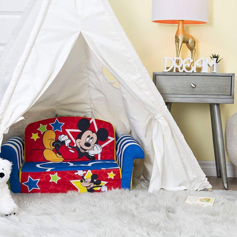 Marshmallow Furniture Kids 2-in-1 Flip Open Foam Sofa Bed Mickey Mouse